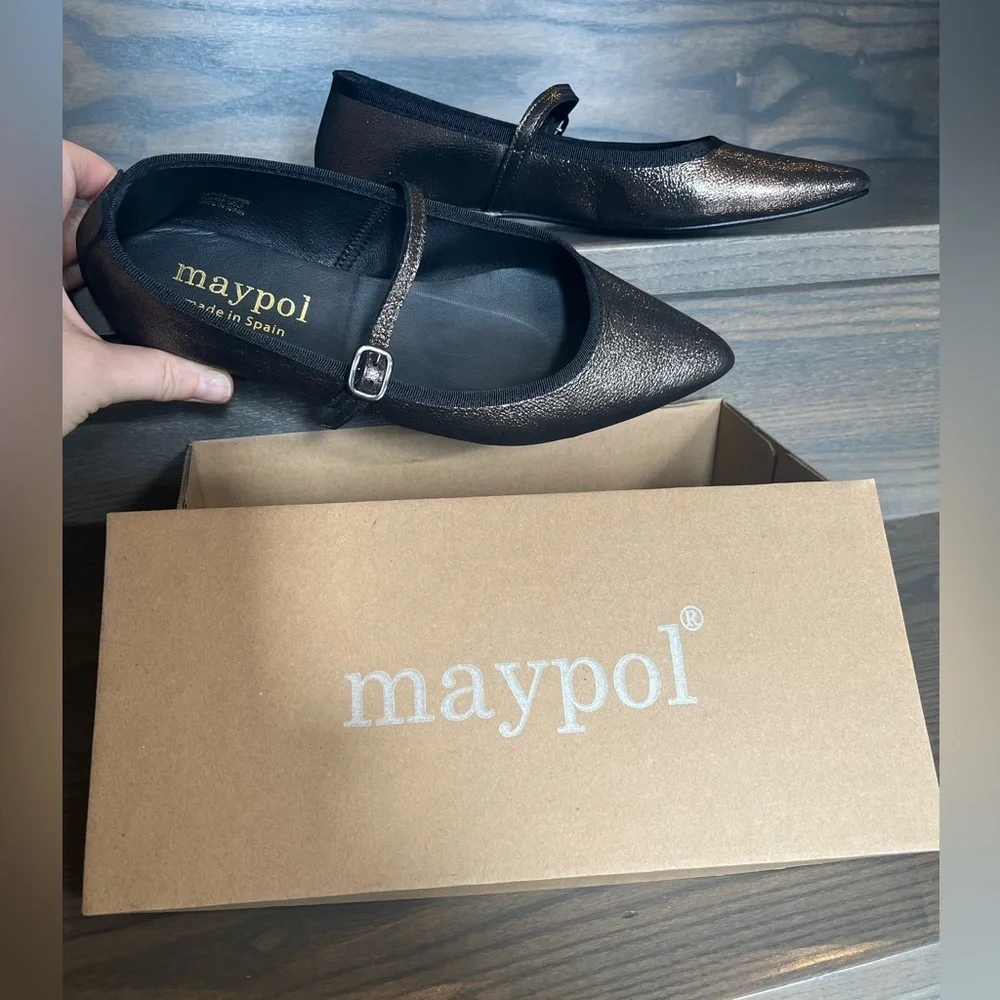 NWT Maypol Anthropologie Rota Percival Mary Jane Flat in Bronze Size 9